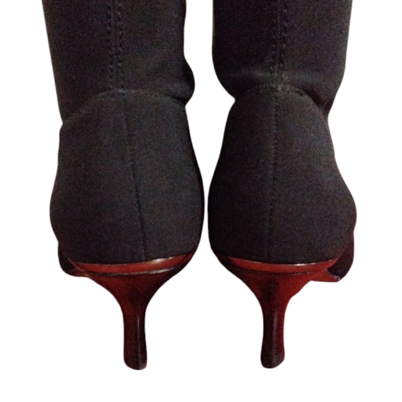 Donald J. Pliner Black Knee High Black Heeled Boots Black Nylon Sock Boots 6.5 - Picture 7 of 11